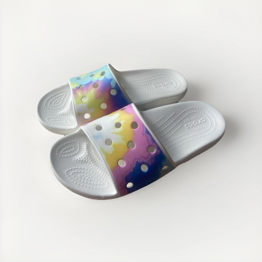 Crocs Tye Dye Sandals women’s 10 men’s 8 EUC beach‎ vibes water boating casual